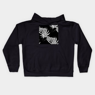 Tropical Palm Fronds Leaf Print Black and White Kids Hoodie